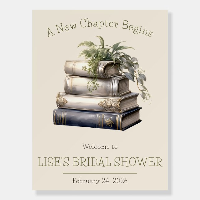 A New Chapter Begins! Bridal Shower Welcome Sign (Front)