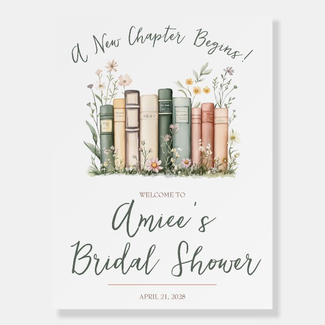 A New Chapter Begins! Bridal Shower Welcome Sign (Front)