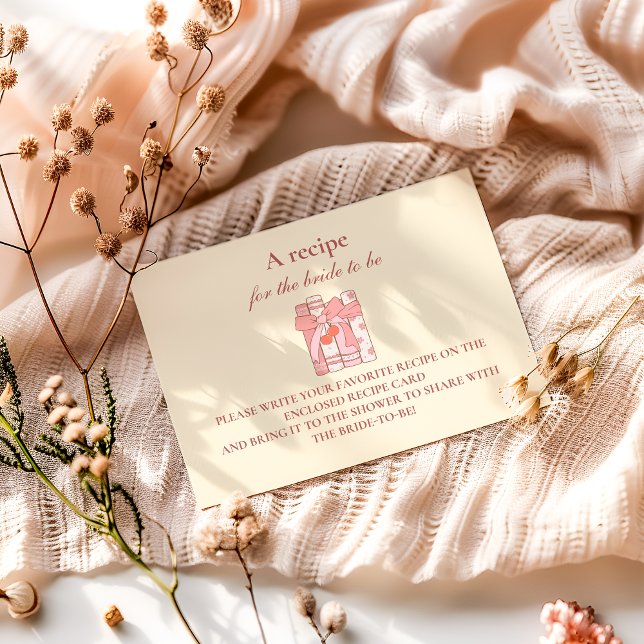 A new chapter begins cherry bow pink bridal Recipe Enclosure Card (Creator Uploaded)