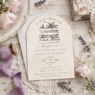 A New Chapter Begins Chic Floral Book Baby Shower Invitation
