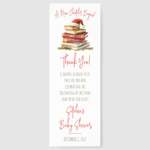 A New Chapter Begins, Christmas Theme Baby Shower Bookmarks