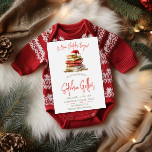 A New Chapter Begins, Christmas Theme Baby Shower Invitation