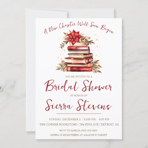 A New Chapter BeginsChristmas Theme Bridal Shower Invitation