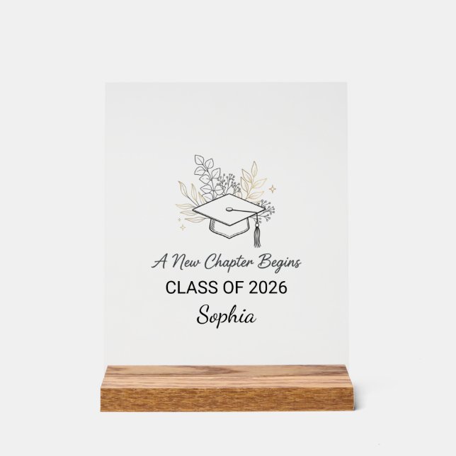 A New Chapter Begins Class of 2026 Personalized Acrylic Sign (Front)