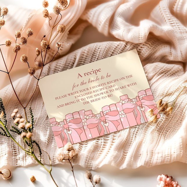 A new chapter begins coquette bow bridal sh Recipe Enclosure Card (Creator Uploaded)