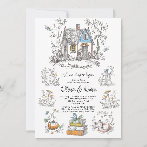 A New Chapter Begins Cottagecore Baby Shower Invitation