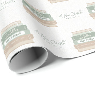 A New Chapter Begins Custom Storybook Baby Shower Wrapping Paper