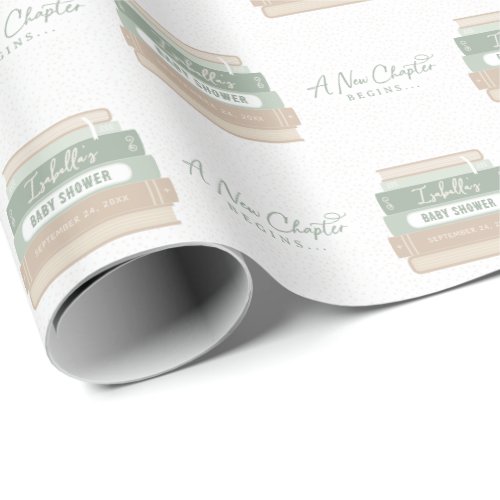 A New Chapter Begins Custom Storybook Baby Shower Wrapping Paper