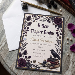A New Chapter Begins Dark Academia Invitation