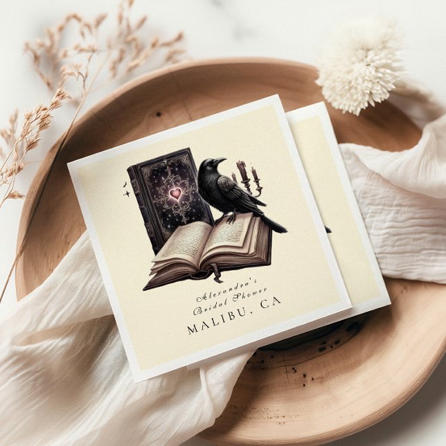 A new chapter begins dark raven bridal shower napkins (Creator Uploaded)