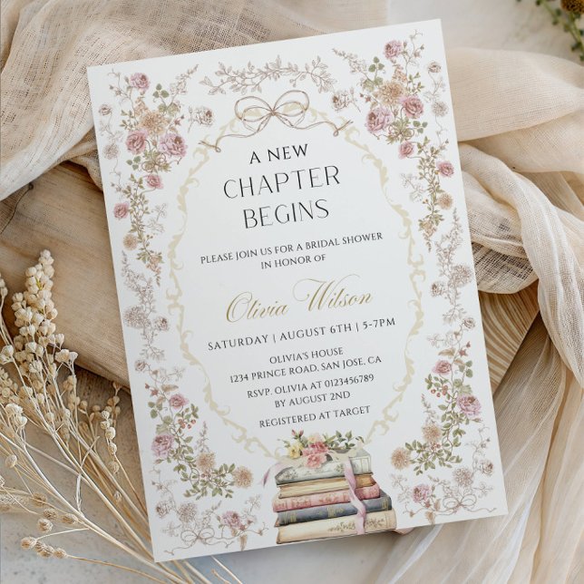 A New Chapter Begins - Elegant Bridal Shower Party Invitation (Creator Uploaded)