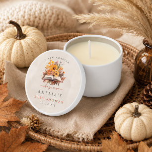 A New Chapter Begins Fall Floral Book Baby Shower Mini Candle Favors