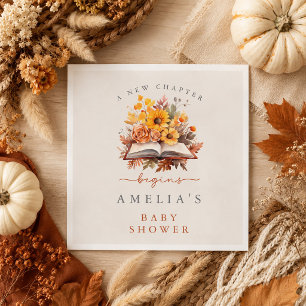 A New Chapter Begins Fall Floral Book Baby Shower Napkins