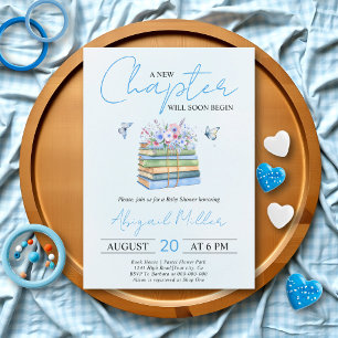 A New Chapter  Begins floral book boy baby shower Invitation