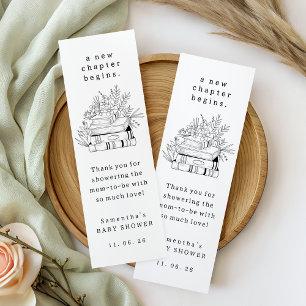 A New Chapter Begins Floral Books Baby Shower  Bookmarks