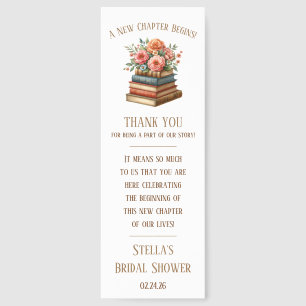 A New Chapter Begins!  Floral Books Bookmark Favor