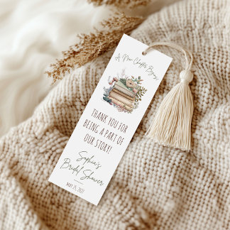 A New Chapter Begins! Floral Books Bookmark Favor