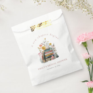 A New Chapter Begins Floral Books Bridal Shower Favor Bag
