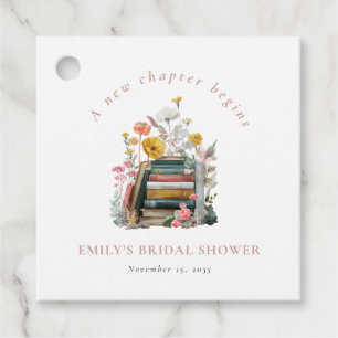 A New Chapter Begins Floral Books Bridal Shower Favor Tags