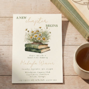 A New Chapter Begins Floral Books Bridal Shower Invitation