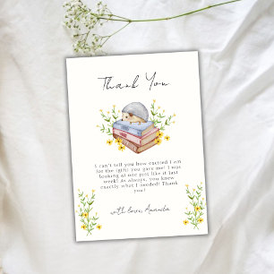 A New Chapter Begins Floral Hedgehog Baby Shower  Thank You Card