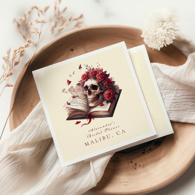 A new chapter begins gothic bridal shower napkins (Creator Uploaded)