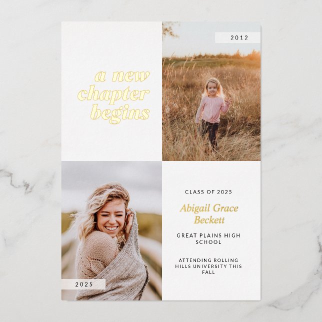 A New Chapter Begins Graduation Foil Invitation (Front)