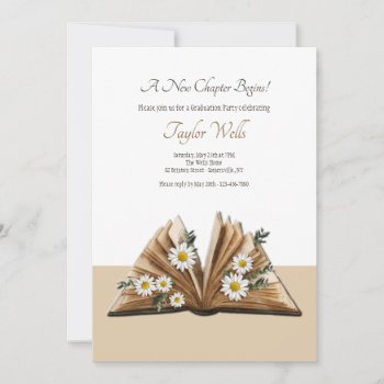 A New Chapter Begins Graduation Party Invitation by heartfeltclub at Zazzle