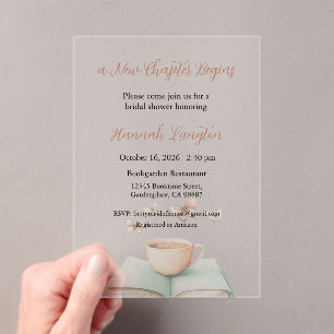 A New Chapter Begins Invitation, Bridal Shower Acrylic Invitations