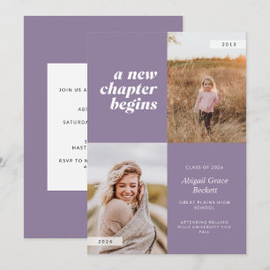 A New Chapter Begins Lilac Graduation Invitation