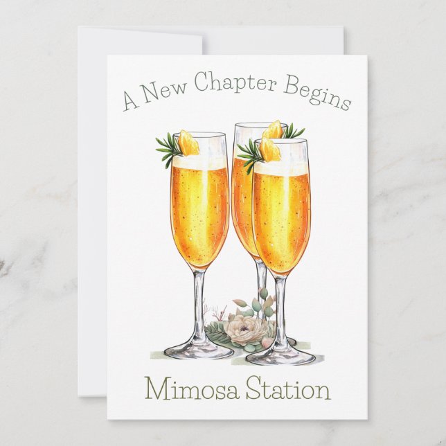 A New Chapter Begins Mimosa Sign Invitation (Front)