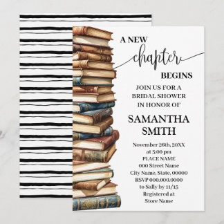 A New Chapter Begins Minimalist Bridal Shower Invitation