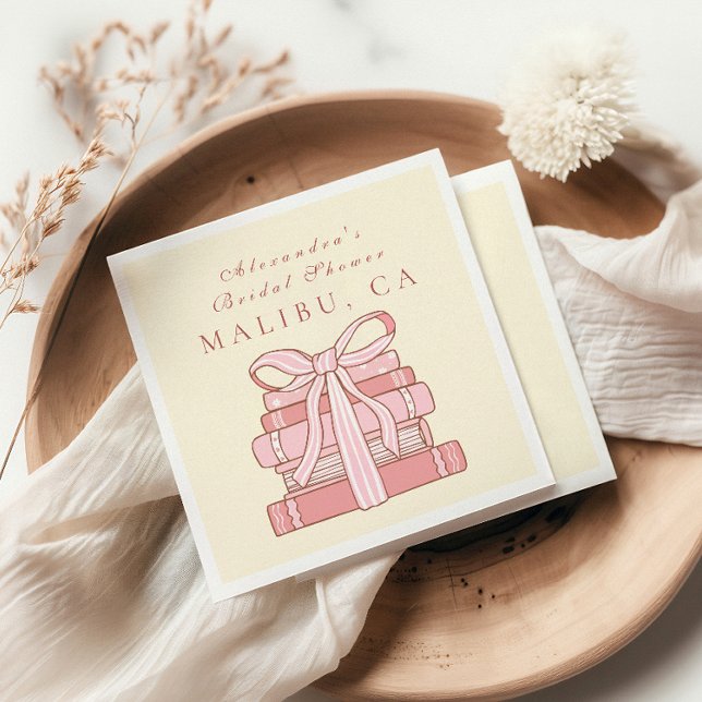 A new chapter begins pink books and bow bridal  napkins (Creator Uploaded)