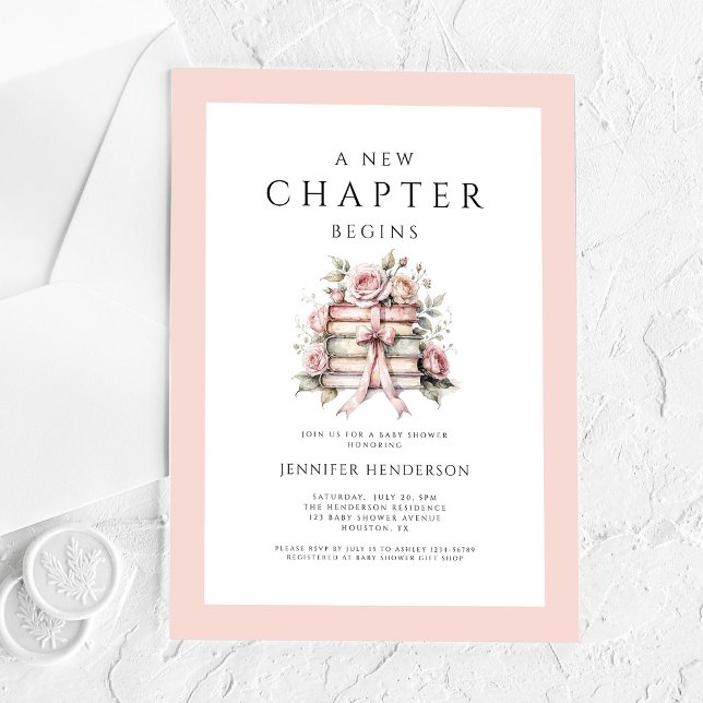 A New Chapter Begins Pink Bow Books Baby Shower Acrylic Invitations (A New Chapter Begins Pink Bow Books Baby Shower Acrylic Invitations)