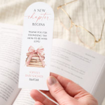 A New Chapter Begins Pink Bow Books Baby Shower Bookmarks