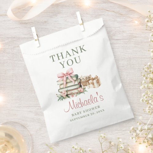 A New Chapter Begins Pink Bow Books Baby Shower Favor Bag