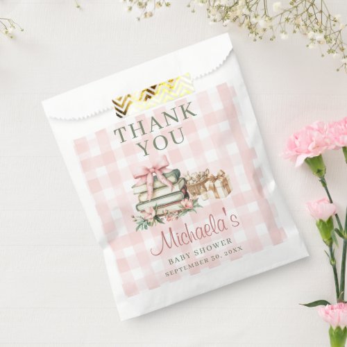A New Chapter Begins Pink Bow Books Baby Shower Favor Bag