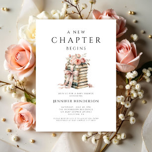 A New Chapter Begins Pink Bow Books Baby Shower Invitation