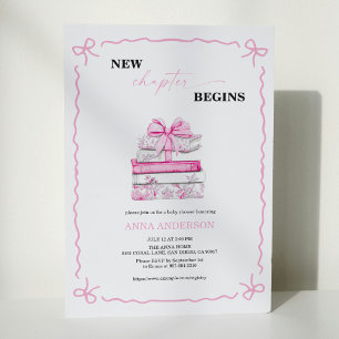A New Chapter Begins Pink Bow Books Baby Shower Invitation