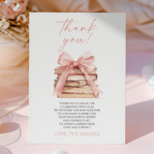 A New Chapter Begins Pink Bow Books Baby Shower Thank You Card