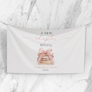 A New Chapter Begins Pink Bow Books Bridal Shower Banner