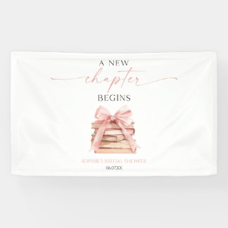 A New Chapter Begins Pink Bow Books Bridal Shower Banner