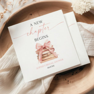 A New Chapter Begins Pink Bow Books Bridal Shower Napkins