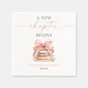 A New Chapter Begins Pink Bow Books Bridal Shower Napkins
