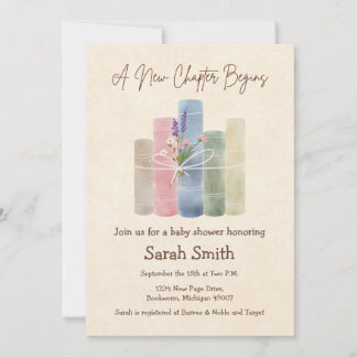 A New Chapter Begins - Plain Back Baby Shower Invitation