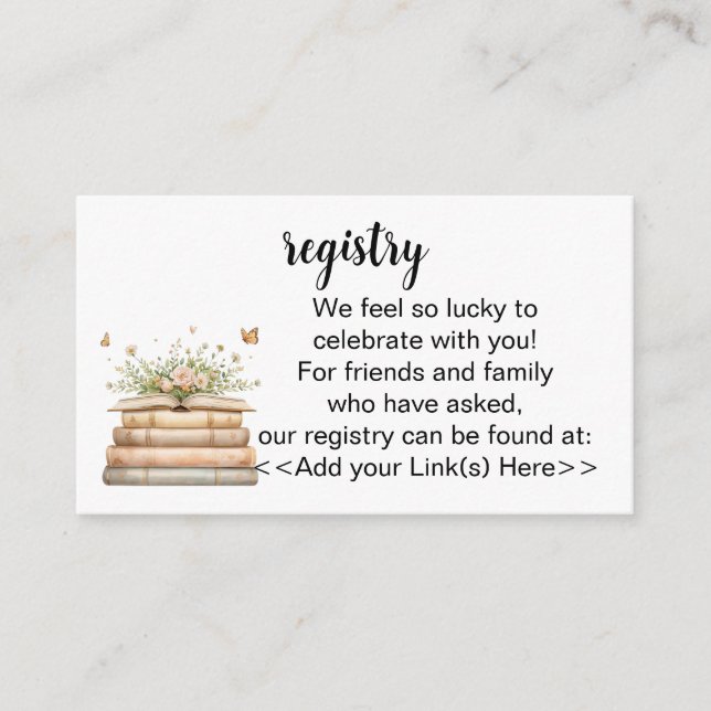 A New Chapter Begins Registry Invitation Insert (Front)