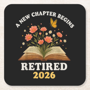 A New Chapter Begins Retired 2026 Square Paper Coaster
