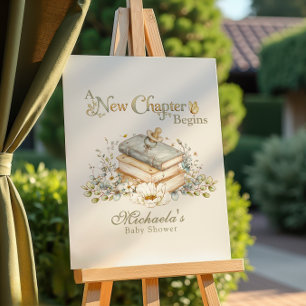 A New Chapter Begins Rustic Book Theme Baby Shower Foam Board
