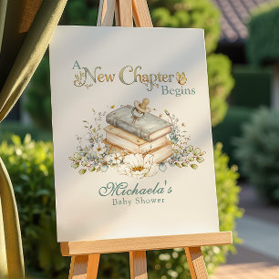 A New Chapter Begins Rustic Book Theme Baby Shower Foam Board