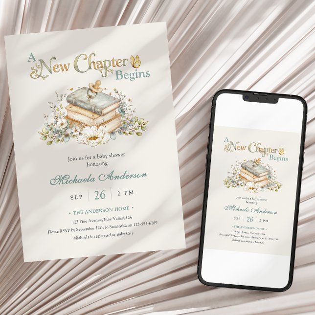 A New Chapter Begins Rustic Book Theme Baby Shower Invitation (Creator Uploaded)